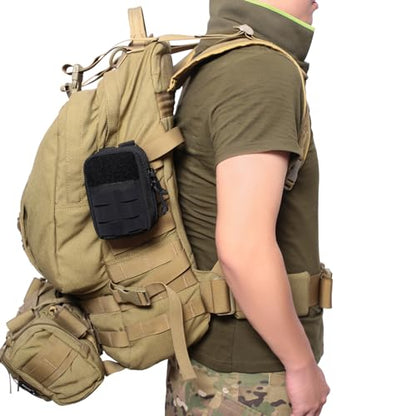 Azarxis Tactical Mini Belt Pouches, Multi-Purpose Small Battery Case Compact Utility EDC Card Slot Holder Waist Bags Military Molle Pack Sundries Storage Pack - color: #05 Black