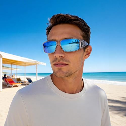 Wzerry Sunglasses Fit Over Glasses Polarized for Men Women, Wrap-Around Glasses UV400 Protection for Driving and Outdoor - color: Black/Grey + Transparent Grey/Grey + Transparent Grey/Blue