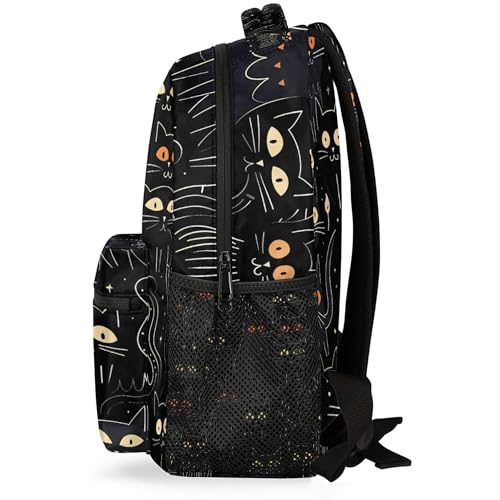 Lightweight School Backpack, Black Cats Large Capacity Bookbag, Waterproof Travel Bag Casual Daypack for Men Women Adults - color: Black Cats