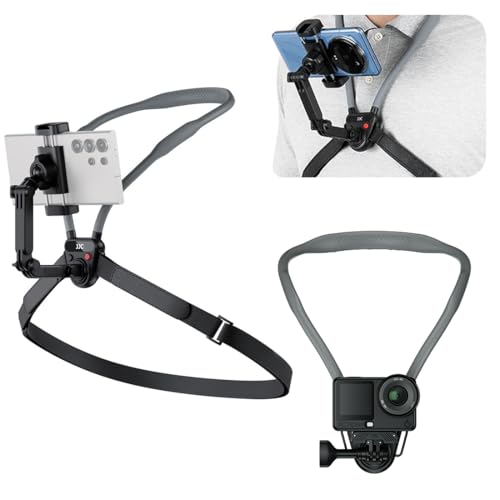 JJC Neck Phone Holder Camera POV Chest Mount, Hands-Free Recording for Samsung S26 S24 Xiaomi 17 16 Ultra iPhone 17 16 Pro Max, GoPro Hero 13 12 DJI Osmo Action 6 5 for Hiking Cycling Vlogging