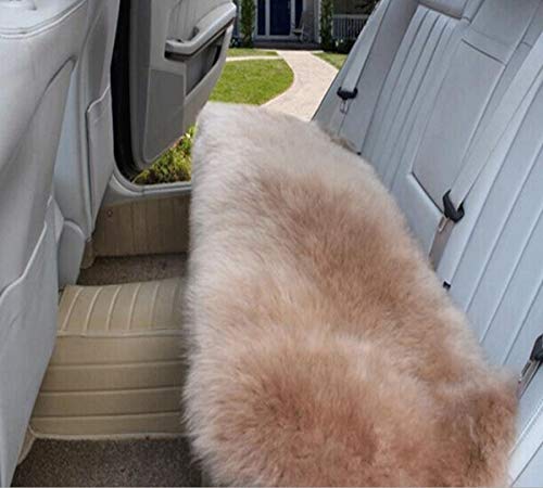Winter Warmth: Universal Sheepskin Seat Cushion Cover - Natural Wool, for Cars, Trucks, SUVs & Vans - Cozy & Stylish Driving Companion Rear Cameo Brown - color: Light Tan (Patchwork Style), size: Rear Seat (18inch*53.5inch)