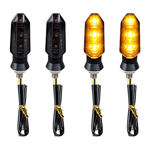 4PCS Universal Motorcycle Turn Signals, Front Rear LED Turn Signal Lights Amber Blinkers for Motorbike Scooter Quad Cruiser Off Road Turing - color: smoked/amber