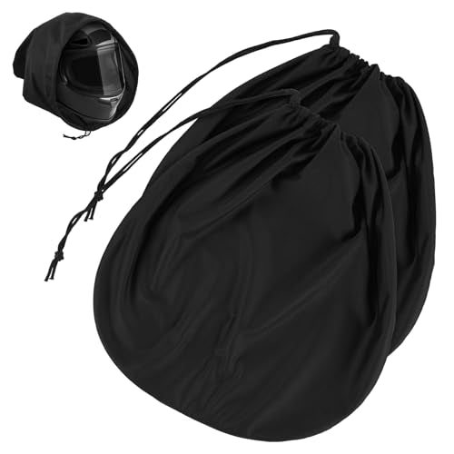 Mabor 2pcs Motorcycle Helmet Bag - Black Polyester Full Face Helmet Storage Cover with Drawstring, Lightweight Carrying Pouch for Welding, Bike, Sports & Travel (17.32 x 17.32 Inches)