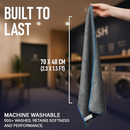 Rapid Dry Towels The Finisher Premium Microfiber Detailing & Utility Towel | 2.3ft x 1.3ft | Channel Weave Lint-Free Cleaning Cloth | Scratch-Free Car Towel for Glass Chrome Interior & Home Cleaning