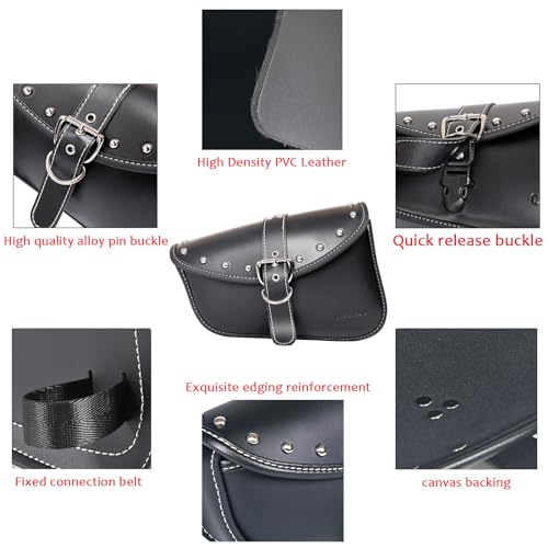 Motorcycle Saddle Bags Side Bags - Saddlebags Softail Pvc Leather,Waterproof, Side Tool Bag,Universal Storage Tool Bag for Motorbike,fork bag,swing bag (Left Side) - style: Left1