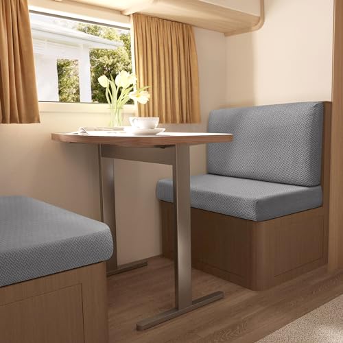 Gollense RV Dinette Cushion Covers, Stretch Camper Dinette Cushion Covers, Sectional Replacement RV Seat Covers for Travel Trailer Couch - Includes 2 Backrest Cover & 2 Bench Cover (T-Grey) - color: T-grey
