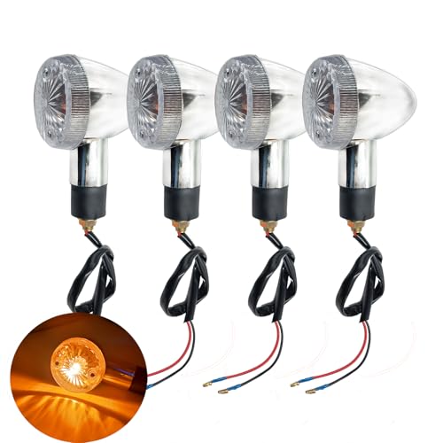 4pcs Universal Motorcycle Turn Signals Front Rear Turn Signal Blinker Light Compatible with Yamaha Motorcycle Bike Cruiser Bobber Chopper Shadow Honda Harley Kawasaki Suzuki (White) - color: White