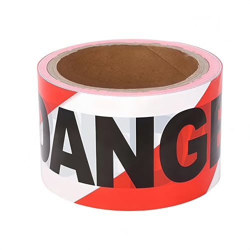 Safety Warning Tape, Red White Premium Barricade Tape, Non Adhesive Tape, 3" x 300 Feet,1 Roll - size: Red & White B-3 Inch