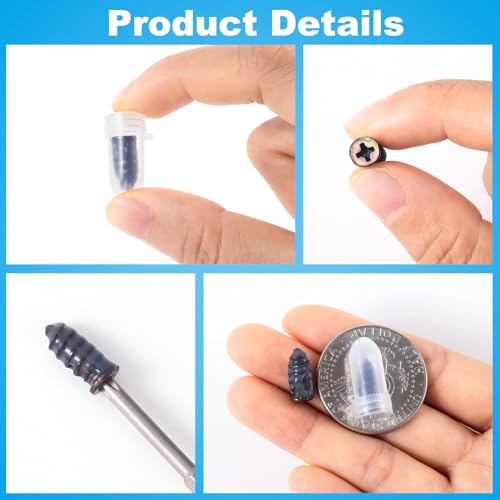 40 Pcs Tire Repair Rubber Nail Kit, Screws in Tire Plugs, Spiral Puncture Vaccum Tires Kits, Self Service Screw Plug Fast Tool for Auto, Motorcycle, Bike (Black, Large) - color: 40 Pcs, Large