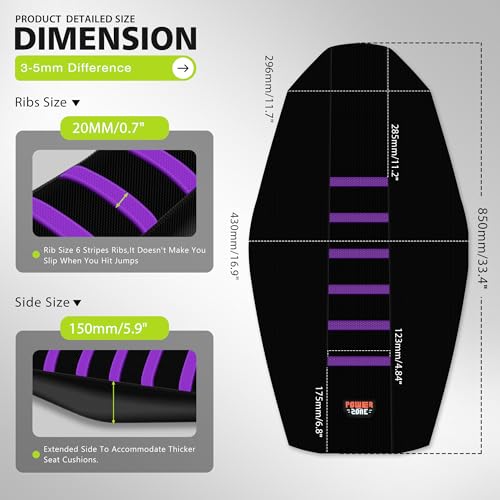Ribbed Electric Bike Seat Cover Compatible with Tutti Soleil 01 - Non-Slip Waterproof Rubber Seat Cushion Protector (Purple) - color: Purple