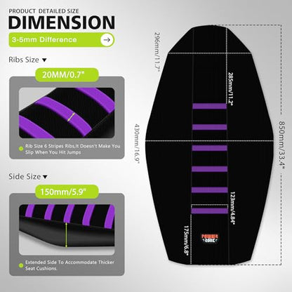 Ribbed Electric Bike Seat Cover Compatible with Tutti Soleil 01 - Non-Slip Waterproof Rubber Seat Cushion Protector (Purple) - color: Purple