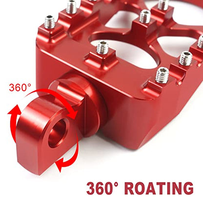 MDPROMCP CNC Motorcycle Wide Foot Pegs Aluminum 360° Roating Adjustable Suitable Compaitble with Dyna Fatboy Iron 883 Sportster 883(Red) - color: Red