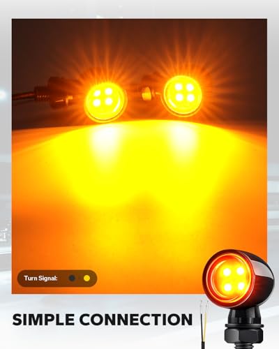 Mini Led Turn Signals Motorcycle Blinkers 4LEDs Amber Front Rear Turn Signals universal bullet signal lights Fit for Honda Yamaha Suzuki Kawasaki Harley Chopper Bobber - color: Amber