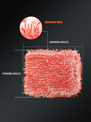 Microfiber Wash Pad, SPTA 3Pcs Ultra Wheel Pad Perfect for Wheels, Grills, and Tight Areas; Proprietary Microfiber Blend; Easily Releases Contaminates Upon Rinsing, 8.5in x 9.8in, Black/Orange-MT023B3 - color: 3pcs Ultra Wheel Mitt