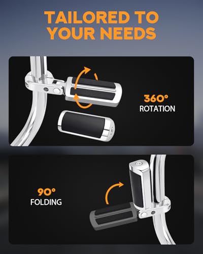 PBYMT Highway Pegs, P-Clamp A3 Steel Highway Footpegs Footrest Fit For 1.25''(32mm) Crash Bars Compatible with Harley Davidson Touring Chrome - color: Chrome