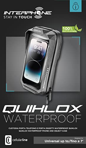 INTERPHONE, Quiklox Mobile Phone Waterproof Softcase for Motorcycle, Bike and Car, Universal Waterproof Hard Case Smartphone with Protections on Screen and Corners, with Anti-Slip Straps - style: Waterproof case