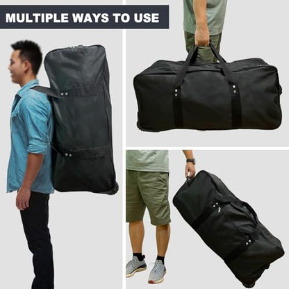 36" Huge Bag with Wheels Extra Large Foldable Duffel Bag Collapsible Rolling Travel Bag Heavy-Duty Cargo Duffle for Travel, Camping & Moving, Water-Resistant 600D Oxford, Black - style: 36in