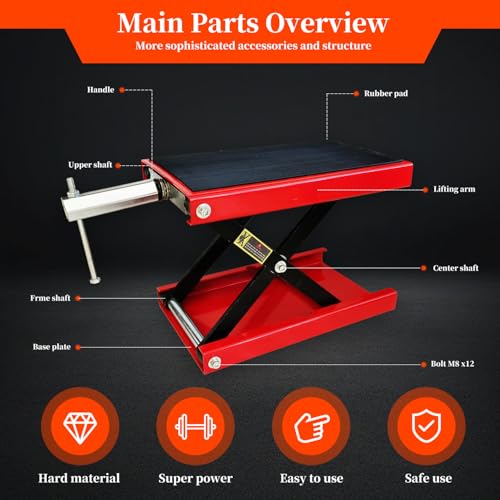 1100lb Motorcycle Lift Scissor Jack with Steel Wide Deck,Motorcycle Jack Stand Hoist for Cruisers, Dirt Bikes, ATVs, Workshop Garage Use