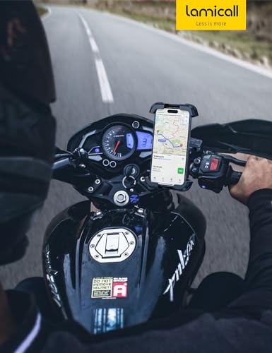 Lamicall Motorcycle Phone Mount Holder - [Dual Vibration Dampener] [Upgrade Handlebar Clip] Motorcycle Cell Phone Holder, Bike Phone Mount, Gifts for iPhone 16 15 14 Pro Max, 4.7-6.7" Phones, Black - color: Black