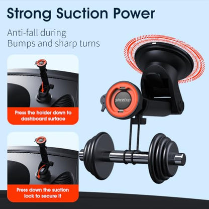 sincetop Car Phone Holder Mount, Cell Phone Mount for Car Dashboard Windshield, 3 in 1 Super Suction Cup with Strong Sticky Gel, Adjustable Universal for All Phones【Series C - 1st Gen】 - color: Car Phone Mount【Windshield/Dashboard】
