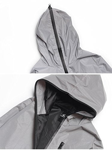 Reflective Coat Hooded Windbreaker Fashion Runing Pocket Jacket - size: Medium