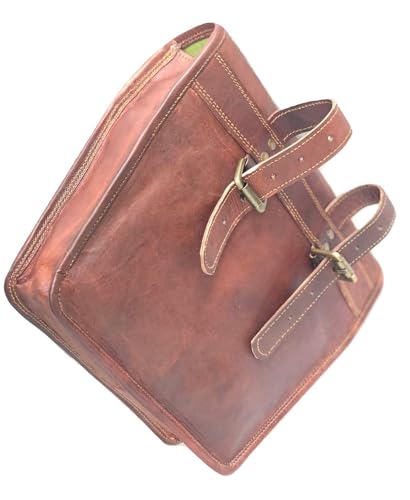 Leather Side Pouch | Motorcycle Bag Saddlebags | Handlebar Sissy Bar | Panniers Travel Tool Bag For Bike And Bicycle 11 x 3 x 9 Inches