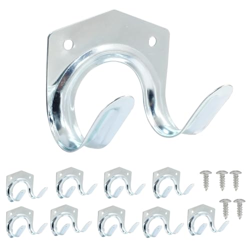 10 Pack Tool Storage Hooks Wall Mounted Double Tool Storage Hangers Mop Broom Holders Organizer for Garage Shed Ropes Bracket Garden Tools