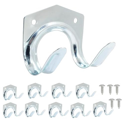 10 Pack Tool Storage Hooks Wall Mounted Double Tool Storage Hangers Mop Broom Holders Organizer for Garage Shed Ropes Bracket Garden Tools