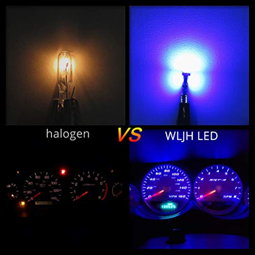 WLJH 40 Pack T10 & T5 LED Bulbs With Sockets, 194/168/W5W/2721/74, Non-Polarity, Dimmable, for Interior Dash Gauge, Dome, Map, Vanity Mirror, Glove Box,Trunk,License Plate Lights, 300 LM Blue - color: Blue