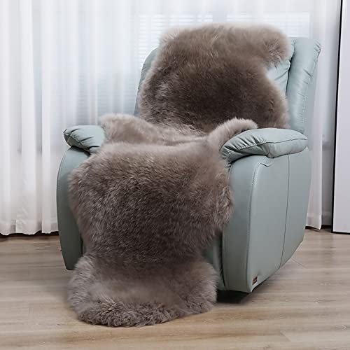 HUAHOO Premium Genuine Sheepskin Rug Camel Real Australia Sheepskin Natural Lambskin Fur Area Rug Seat Covers for Kids Bedroom Sofa Chair Cover Pets Dogs Mat Double Pelt/2' x 6' Mushroom - color: Mushroom, size: 2' x 6' (Double Pelt)