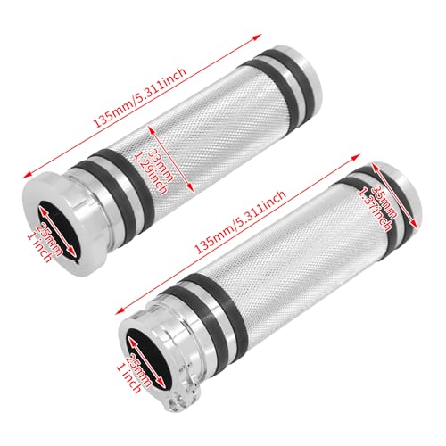 Motorcycle 1" Hand Grips Handlebar Grips Cable Throttle Fit for Harley Touring Street Glide Road King Road Glide Electra Glide Dyna Softail - color: #1 Chrome