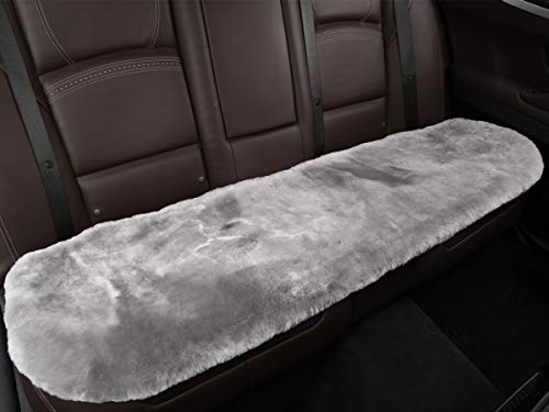 Authentic Sheepskin Car Seat Cushions,Soft Breathable Short Wool Auto Seat Covers Universal Fit for Cars,Chairs Sofa Comfortable and Anti-Slip Back(Light Grey) - color: Grey, size: Back Seat(19.3inch*51.2inch)