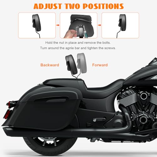 Plug-In Driver Rider Backrest for Indian Adjustable Motorcycle Front Back Rest Pad Mounting Kit Fit Chief Chieftain Roadmaster Springfield 2014-2025 (Not for Indian Chieftain PowerPlus) - color: Black-Diamond