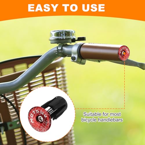 HARFINGTON Bike Handlebar End Plugs Aluminum Bar End Caps 16-21mm Adjustment Expanding Locking with Tool for MTB Road BMX Fixed Gear Bike, Red - color: Red