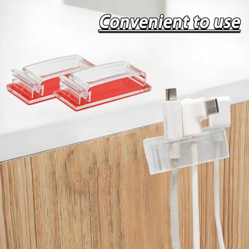 50Pcs Self-Adhesive Cable Clips, Cable Management Clips, Wire Organizer for TV PC Ethernet Cable Under Desk Home Office(Clear) - color: Clear