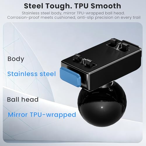25mm Ball Head Magnetic Mount with Mechanical Lock for Insta360 X5/X4 Air/Ace Pro 2/Ace Pro/Ace RAM B-Size Compatible, Aluminum Adapter for Motorcycle Handlebar, Fork Stem, Marine Rail Mounts