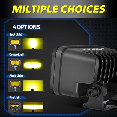Yellow LED Pods, AKD Part 3 Inch CREE LED Ditch Lights 40W Spot Flood Combo LED Fog Lights Small Yellow Chase Light Bar Pods 2 Pack for Truck Motorcycle Dirt Bike SUV UTV ATV Surron Toyota - color: Yellow