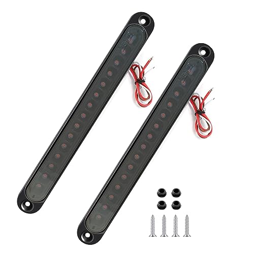Smoke Lens Red 15 LED Trailer Brake Tail Light, 10" LED Bar Stop Turn Tail Lights Waterproof Third 3rd Brake Strip Red Light for Marine Boats Golf Cart Offroad Truck RV UTV ATV - color: Smoke Lens