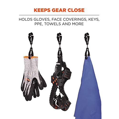 Ergodyne Squids 3420 Swiveling Glove Clip Holder with Dual Clips - color: Black - Single, size: 1 Count (Pack of 2)