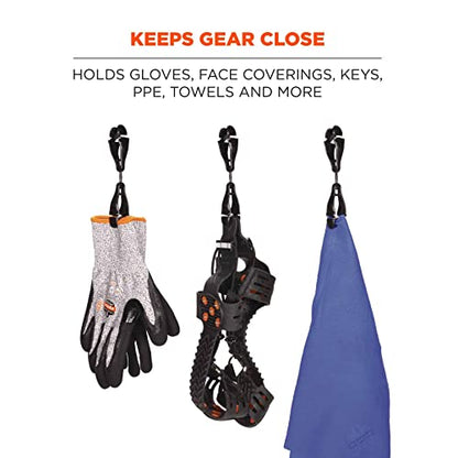 Ergodyne Squids 3420 Swiveling Glove Clip Holder with Dual Clips - color: Black - Single, size: 1 Count (Pack of 2)