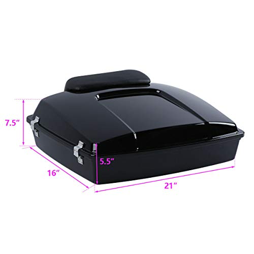 TCMT Razor Motorcycle Trunk Box Backrest Pad Fit For Harley 2009-2013 Touring Road Glide Street Glide Electra Glide Road King 2009-2013 (Chrome Latches)- Pack - color: Chrome Lacthes Trunk+Backrest