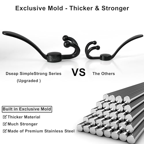 Dseap Coat Rack Wall Mount 37 Inch, Heavy Duty 12-Gauge Base vs Flimsy 1mm, Double-Thick Solid Anti-Snap Hooks, 16” Stud-Mount, Stainless Steel 10-Hook Hanger for Closet Entryway, Black - color: Black, size: L=37" (1pcs)
