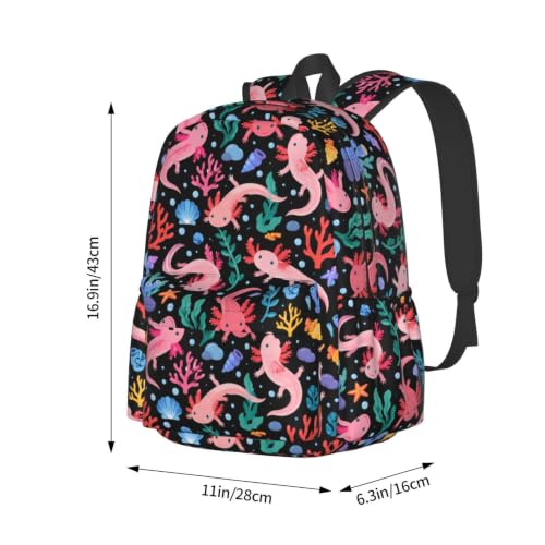 Axolotl Backpack Bookbag Laptop Backpacks Multipurpose Daypack for Boys Girls School Men Women Travel Hiking - color: Axolotl