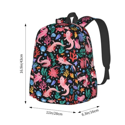 Axolotl Backpack Bookbag Laptop Backpacks Multipurpose Daypack for Boys Girls School Men Women Travel Hiking - color: Axolotl