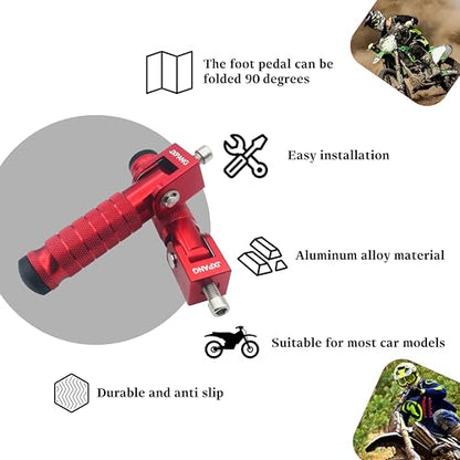 Universal Motorcycle Bicycle Folding Passenger Foot Pegs M8 Rearsets Rear Set Footrests Footpeg Foot Rest Peg Pedals For Bike Install Hole 8mm (Red) - color: Red
