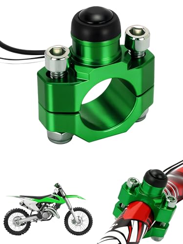 JFG RACING CNC Dirt Bike Engine Stop Start Kill Switch Button CNC with Mounting Backplate Universal for KX KLX KLR 110 140 250 450 650 - Green - color: Green, size: Medium