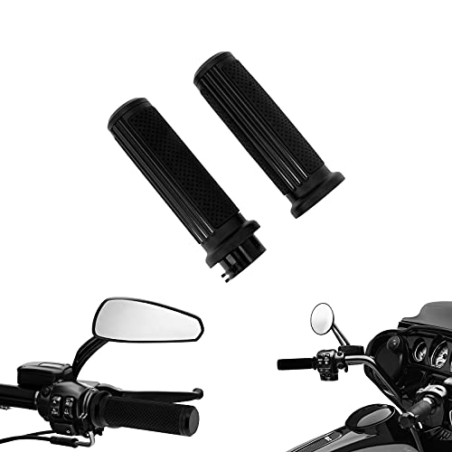 Motorcycle 1" Hand Grips Handlebar Grips Cable Throttle Fit for Harley Touring Street Glide Road King Road Glide Electra Glide Dyna Softail - color: #3 Black