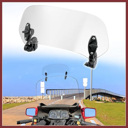 28.5cm Motorcycle Windshield Motorcycle Wind Deflector Clear Lens Adjustable Clip Windshield Extension Universal Fit for Most Motorcycle Scooter Replace Parts