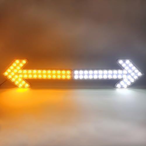 CFLMYYXGS 12V-24V Waterproof Vehicle Amber/White LED Lights Arrow Pilot Light Signal Light Watering Cart Sweeper Work Car Construction Vehicle LED Pilot Light Wrecker Indicator Light bar - color: Amber-White