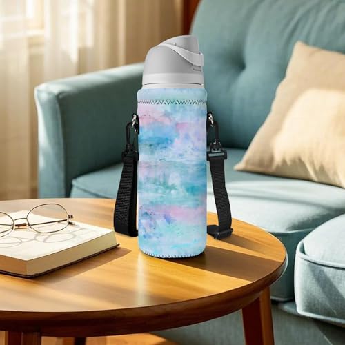 RICHEN Neoprene Water Bottle Carrier Bag with Adjustable Shoulder Strap,Insulated Water Bottle Cover for Stainless Steel/Glass/Plastic Bottles - color: BC-58, size: 750ml
